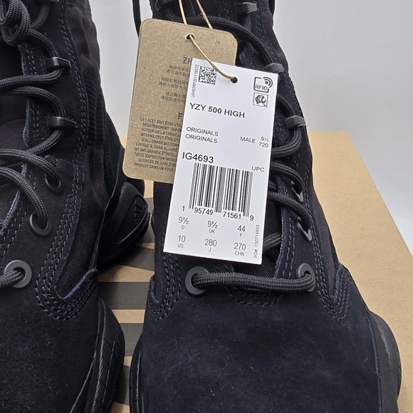 Adidas Yeezy 500 High Shoes Mens Size 10 Black Tactical High Sneaker IG4693 New main image 4